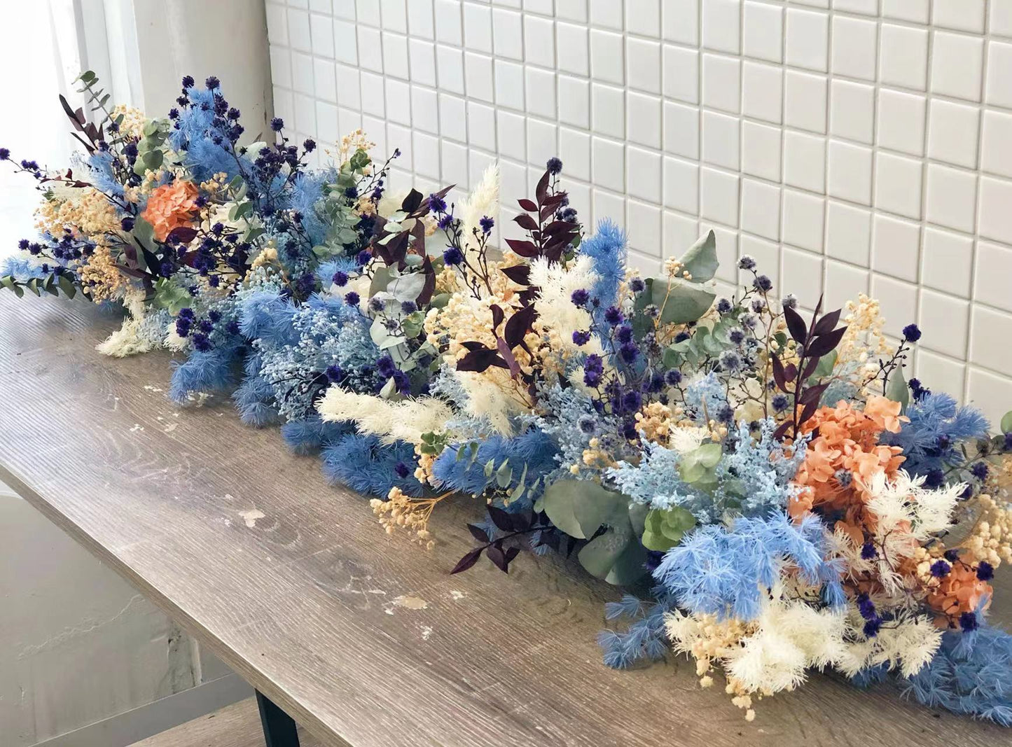 Table runner flower Dried Flower Arrangement