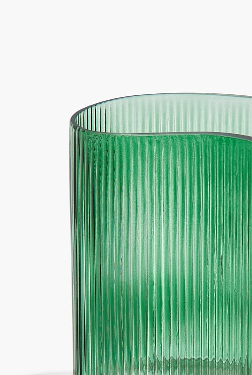 Ribbed Glass Vase Green