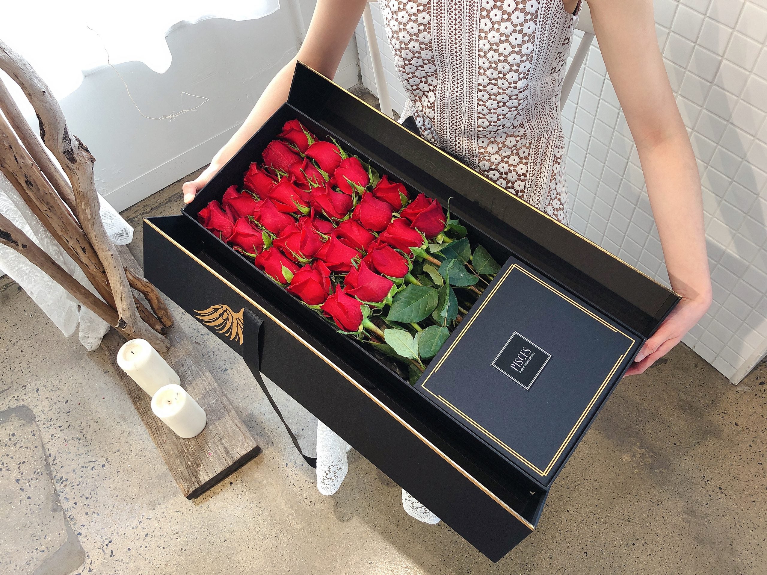 Large Box Roses Luxury Long Rose Box – Pisces Flower