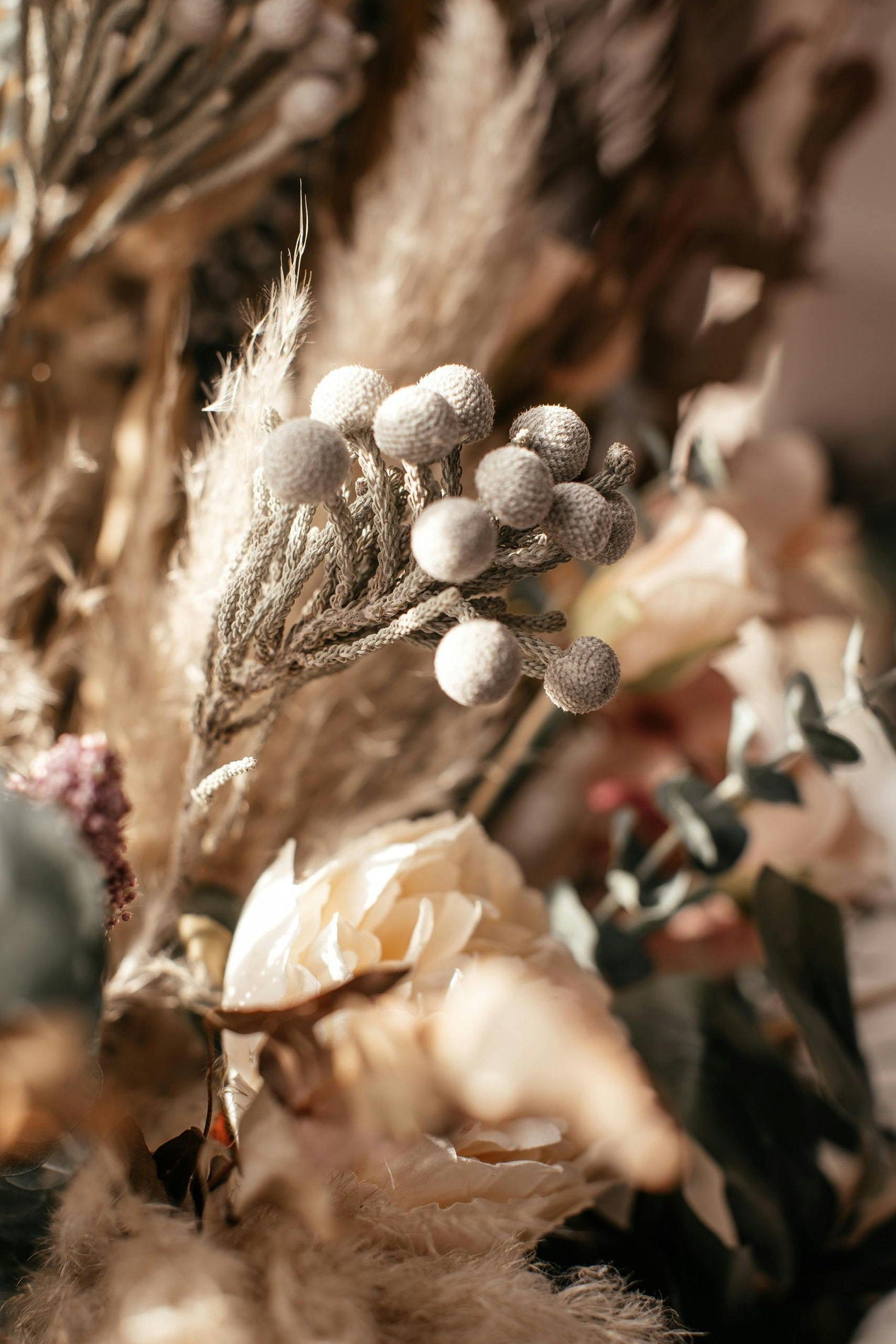 Soft dried flower arrangement by Pisces Flower